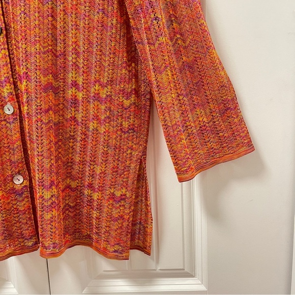 Vintage 70s Knit Button-Up Top Orange - Picture 4 of 10